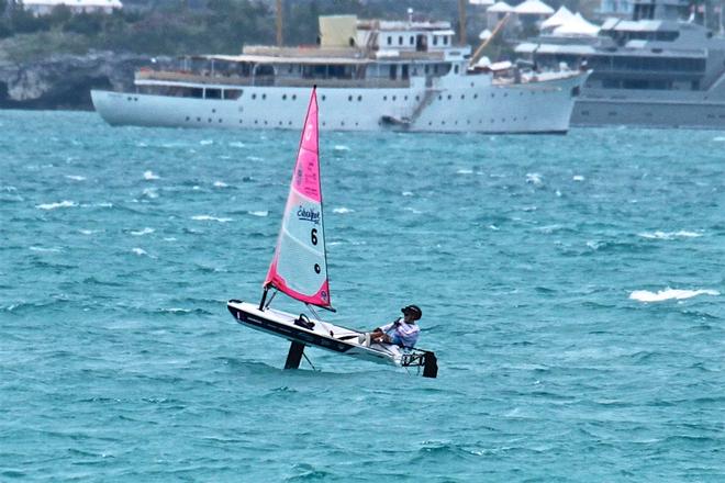 An O'pen BIC foiling on the Great Sound in Bermuda © Richard Gladwell www.photosport.co.nz